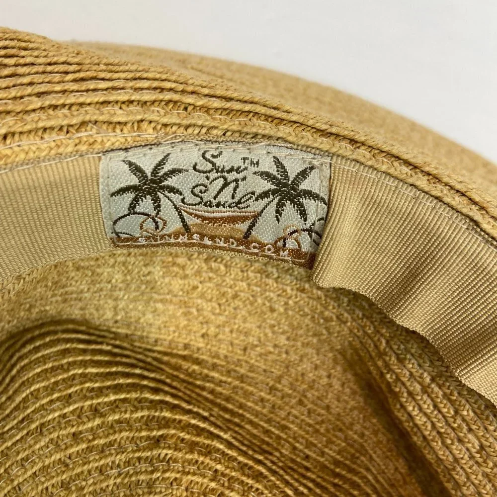 Sun N’ Sand Sun  Floppy Beach Hat Wooden details Wide Brim